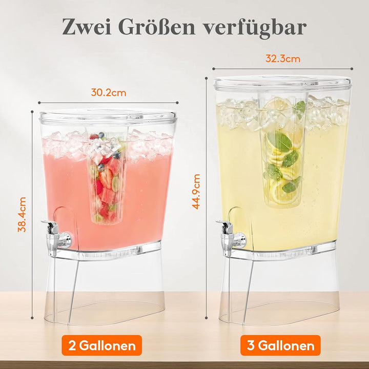 Lifewit 2 x 8 L Getränkespender mit Zapfhahn, Ständer, Eiszylinder und Löschbar Schilder, Kunststoff