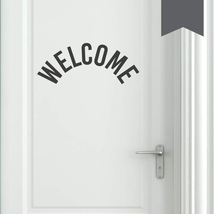 WC Türaufkleber - Welcome (Rundbogen) - 80 x 32 cm - Dunkelgrau - Wähle aus 4 Grössen &amp; 35 Farben 80
