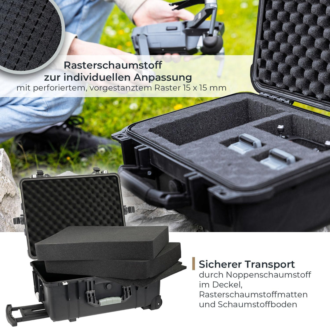 HMF Outdoor-Trolley, ODK400, Fotokoffer mit Rasterschaumstoff | 58,5 x 45 x 27,5 cm | Schwarz 58.5 x