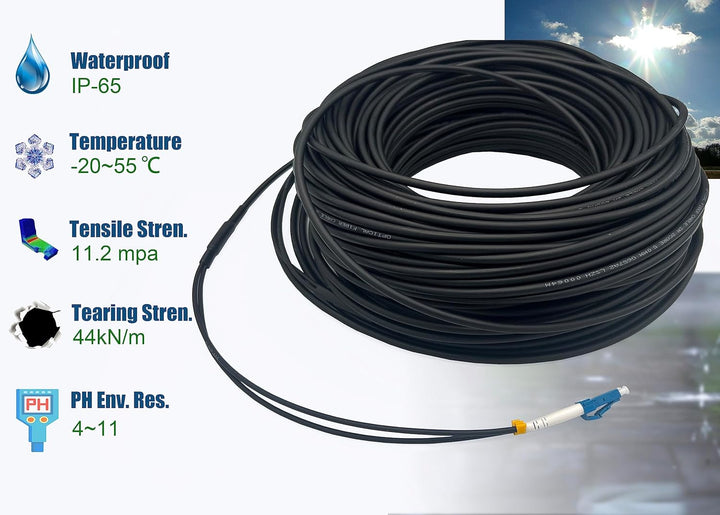 Elfcam® - 300m Glasfaserkabel LC/UPC zu LC/UPC OS2 Duplex Monomode 9/125μm für Aussen- und Innenbere