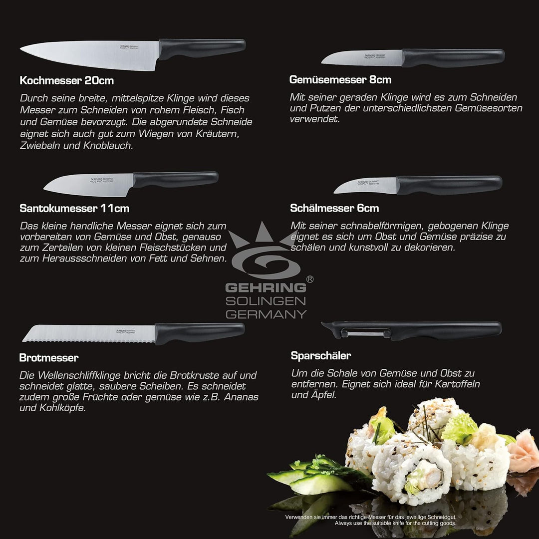 NEU| SOLINGEN WAVE| Küchenmesserset - Messerset 6 tlg.| rostfreie, eisgehärtete & scharfe Messer, 10