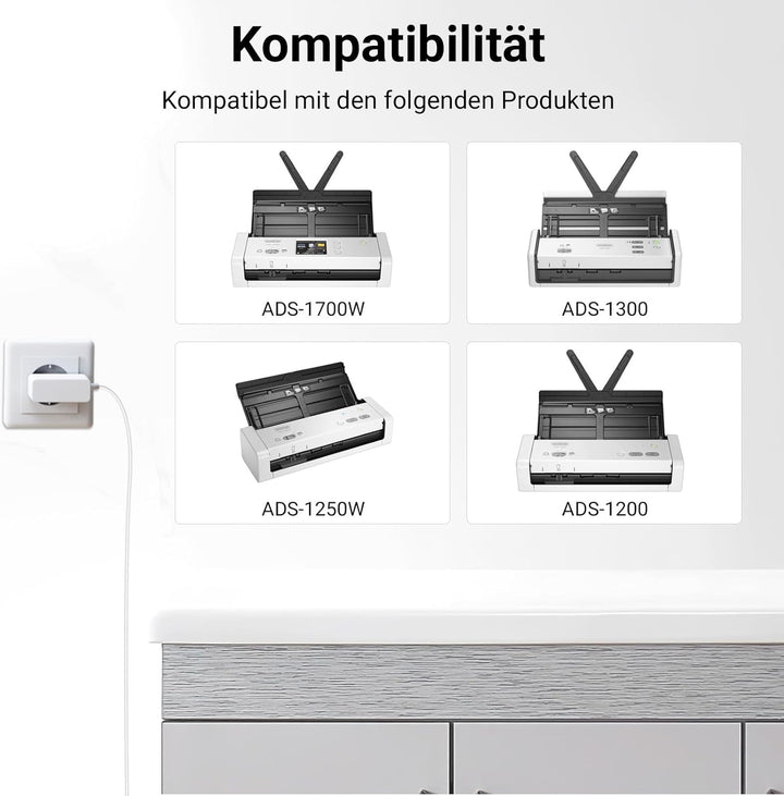 5V 3A Netzteil Etikettendrucker Ladekabel Kompatibel mit Brother Mobiler Scanner ADS-1190,ADS-1200,A