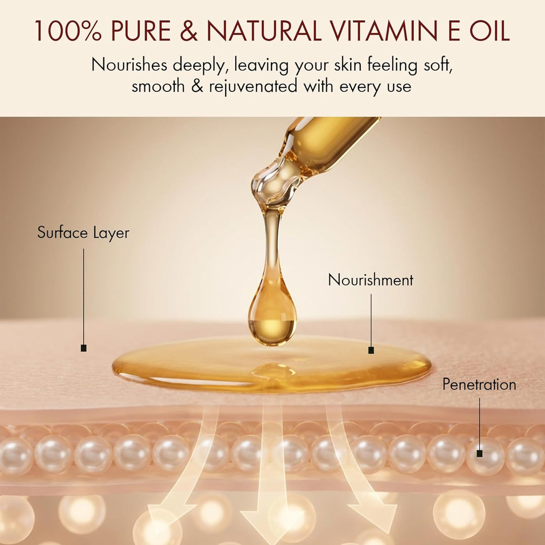 MAJESTIC PURE Vitamin E Oil | 100% reines & natürliches kaltgepresstes Vitamin E-Öl für Haut, Narben
