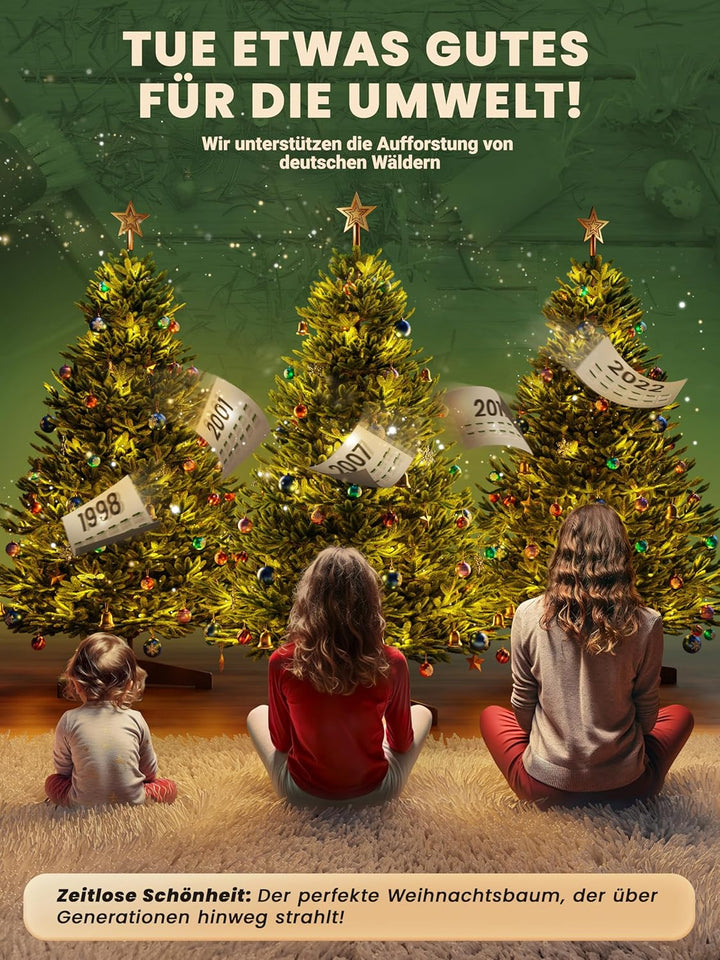 Weihnachtsbaum künstlich [100% Spritzguss] - Naturgetreuer Tannenbaum mit Stabiler Spitze | Premium