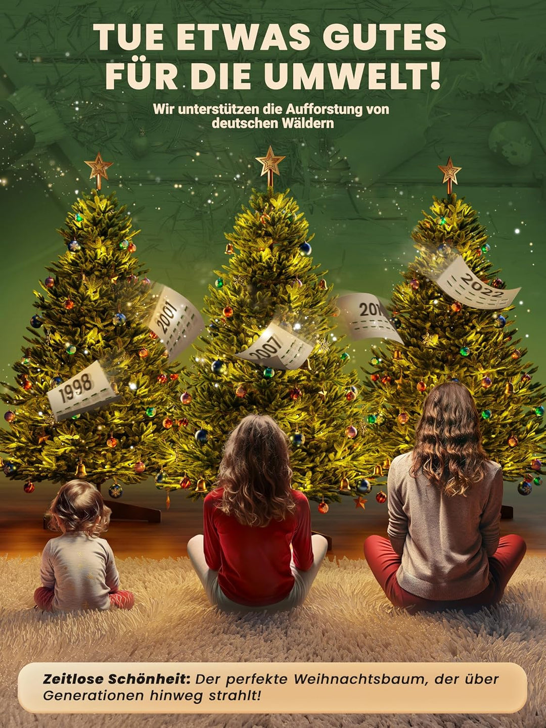 Künstlicher Weihnachtsbaum 100cm – 100% Spritzguss Nordfichte | Premium Tannenbaum naturgetreu inkl.