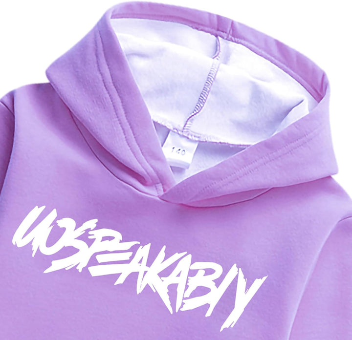Jungen Hoodie Trainingsanzug Sweatshirt Top und Hose Kleidungsset 2-15 Jahre 8-9 Jahre Violett Pelzg