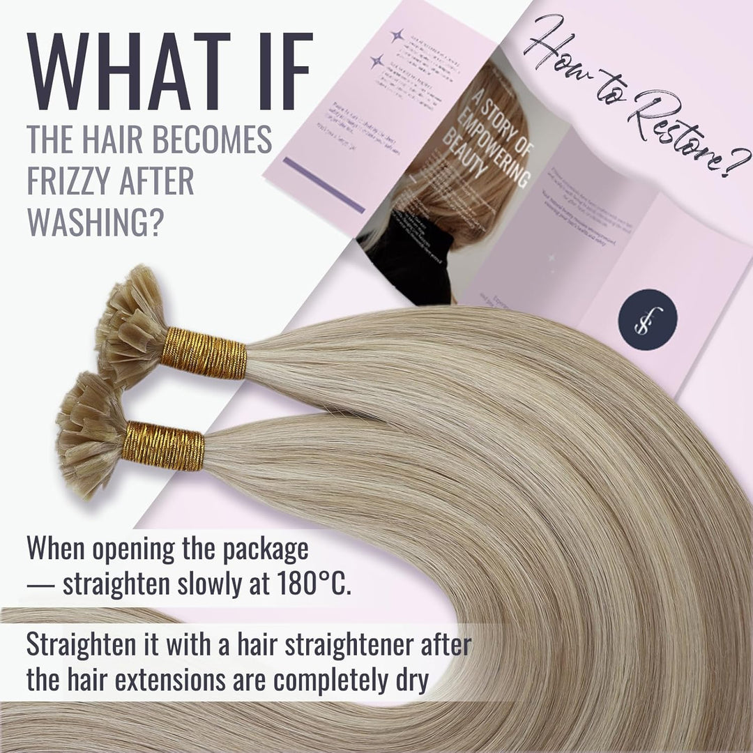 Fshine Bondings Haarverlängerung Echthaar 35CM 1g Pro Strähne Gerade U Tip Menschliches Haar Aschblo