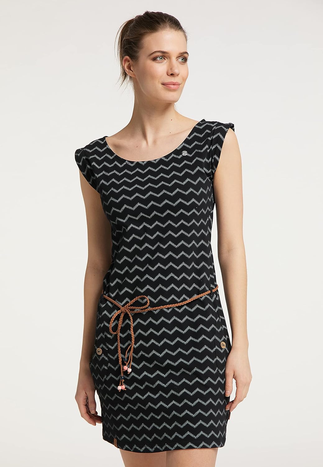 Ragwear Kleid Damen Tag Chevron 2111-20016 Wollweiss 7008 Off White L Schwarz, L Schwarz