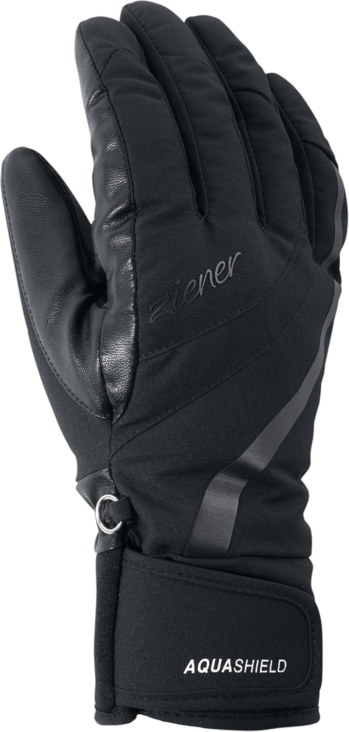 Ziener Damen Kitty Ski-Handschuhe/Wintersport | Wasserdicht, Atmungsaktiv, 6 Schwarz