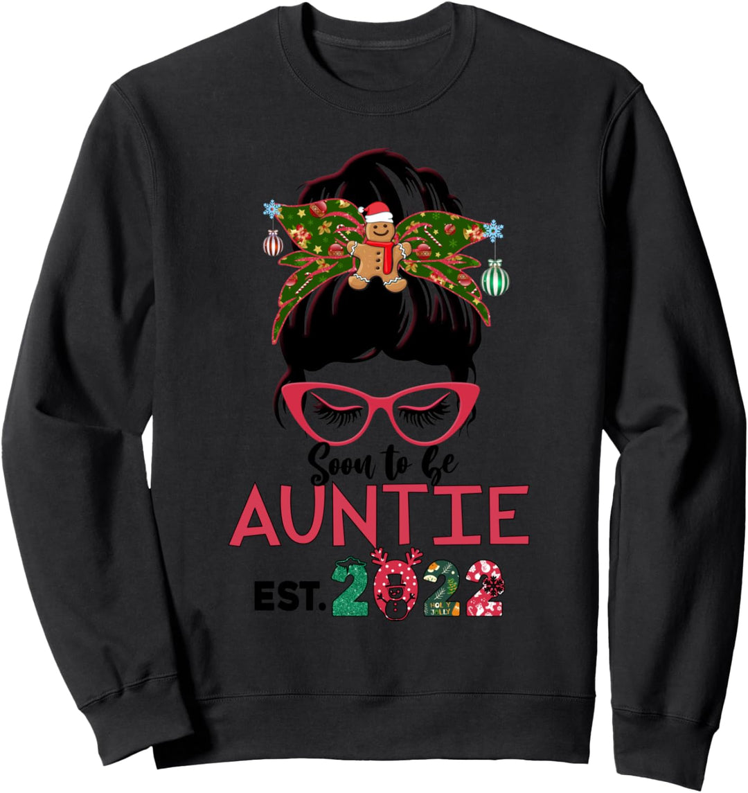 Bald Tante Est 2022 Messy Bun Wink Eyes Xmas Ginger Sweatshirt