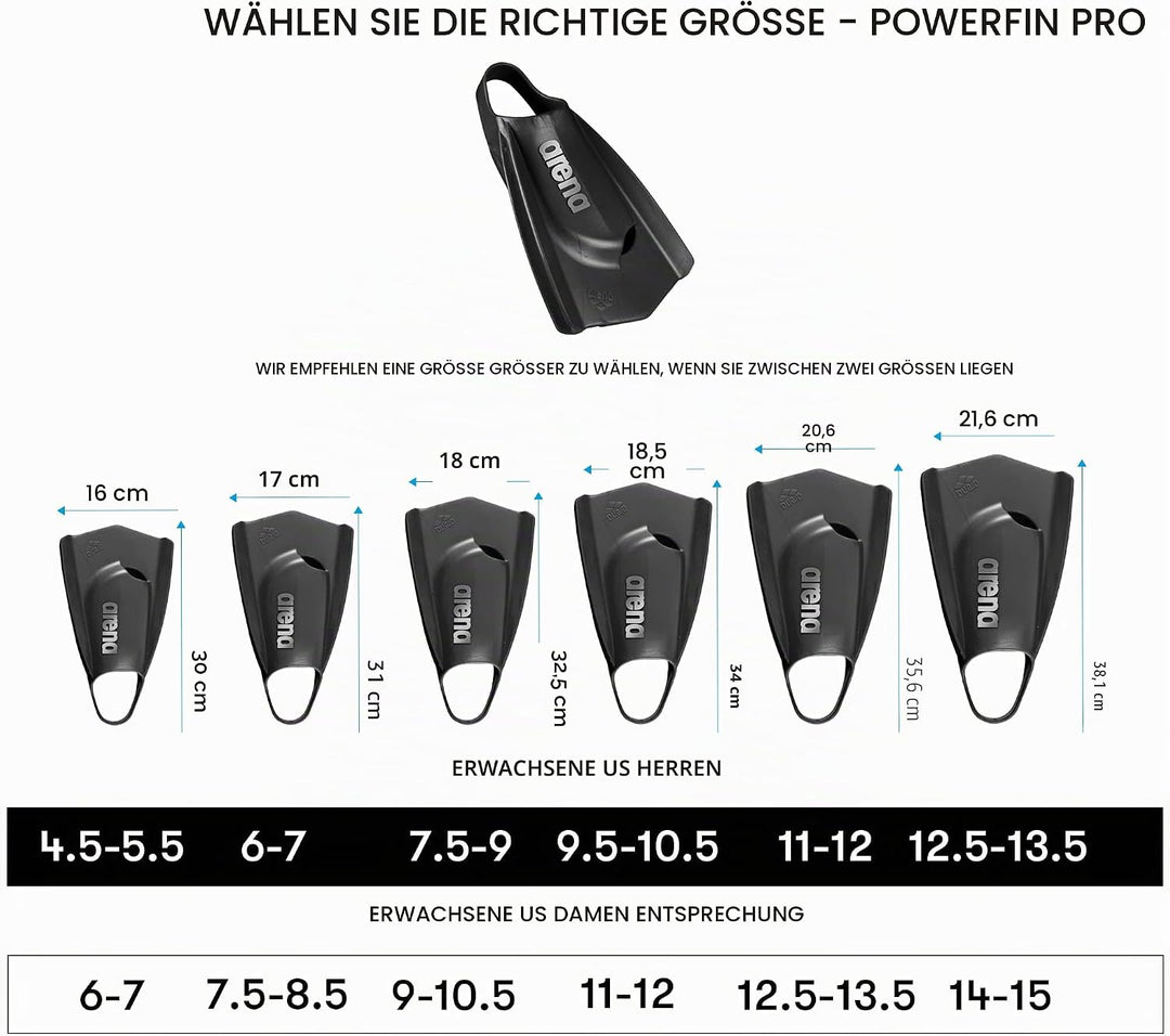 ARENA Unisex-Adult Powerfin Pro Ii Flossen 38-39 Schwarz, 38-39 Schwarz