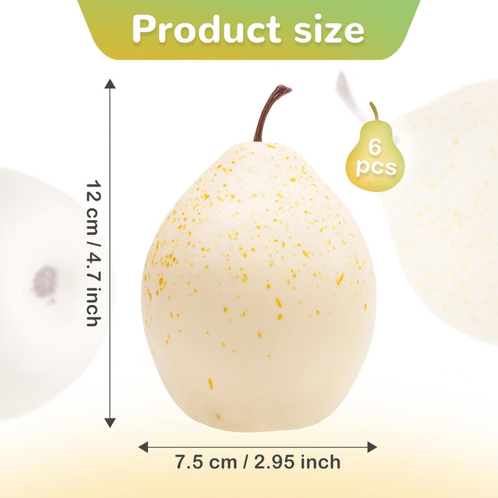 6pcs künstliche weisse Birne Dekoration gefälschte Frucht Birnen lebendige realistische Kunststoff L