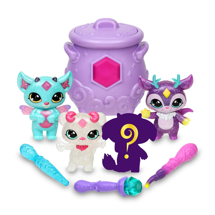 Magic Mixies - Magic Mixlings Mega Pack, Zauberkessel und 4 glitzernde Mixies Puppen, 1 Überraschung