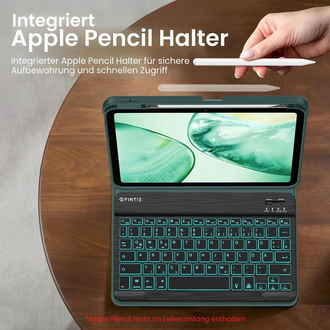 FINTIE Hülle mit Tastatur für iPad A16 11 Generation/10 Gen (11/10.9 Zoll, 2025/2022), 7-farbige Hin