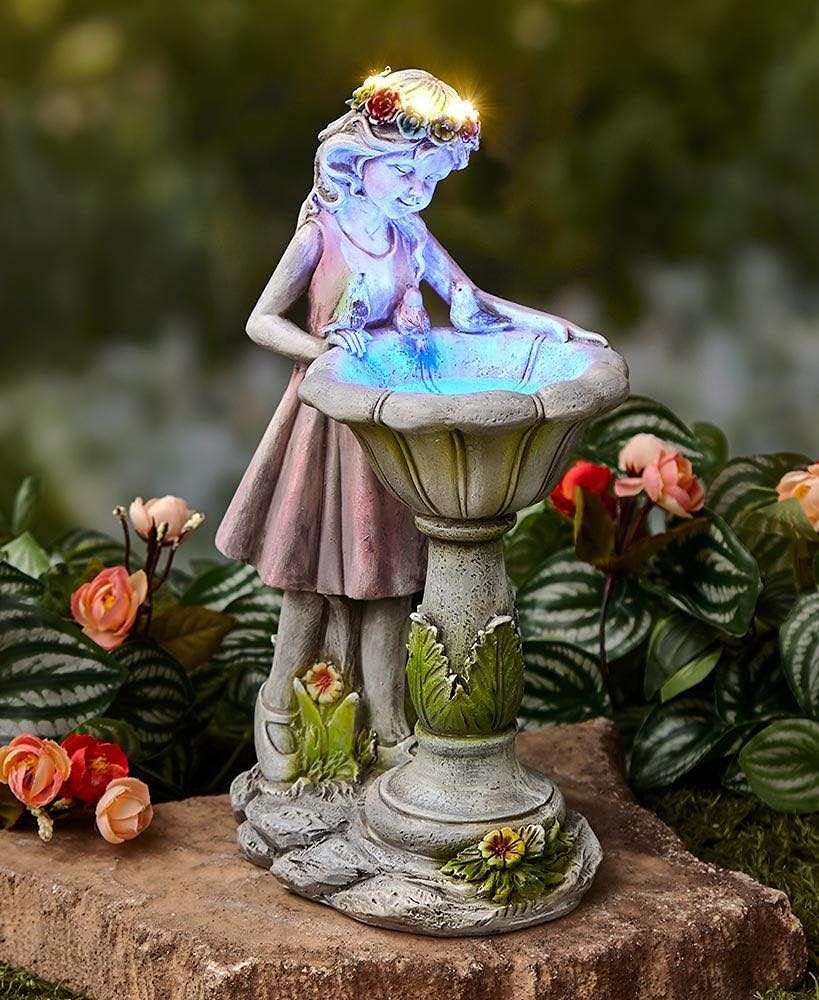 HIAME Gartendeko Figuren für Aussen Gross Solarleuchte, Blumenfee Garten Deko Blume Fee Solar Licht