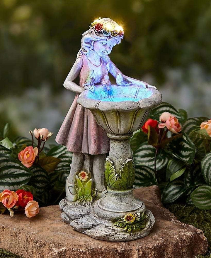 HIAME Gartendeko Figuren für Aussen Gross Solarleuchte, Blumenfee Garten Deko Blume Fee Solar Licht