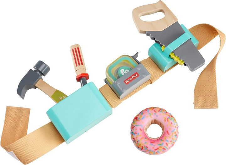 Fisher-Price GGT60 - DIY Werkzeuggürtel mit Spielzeug Werkzeug mit funktionierendem Massband, Rollen