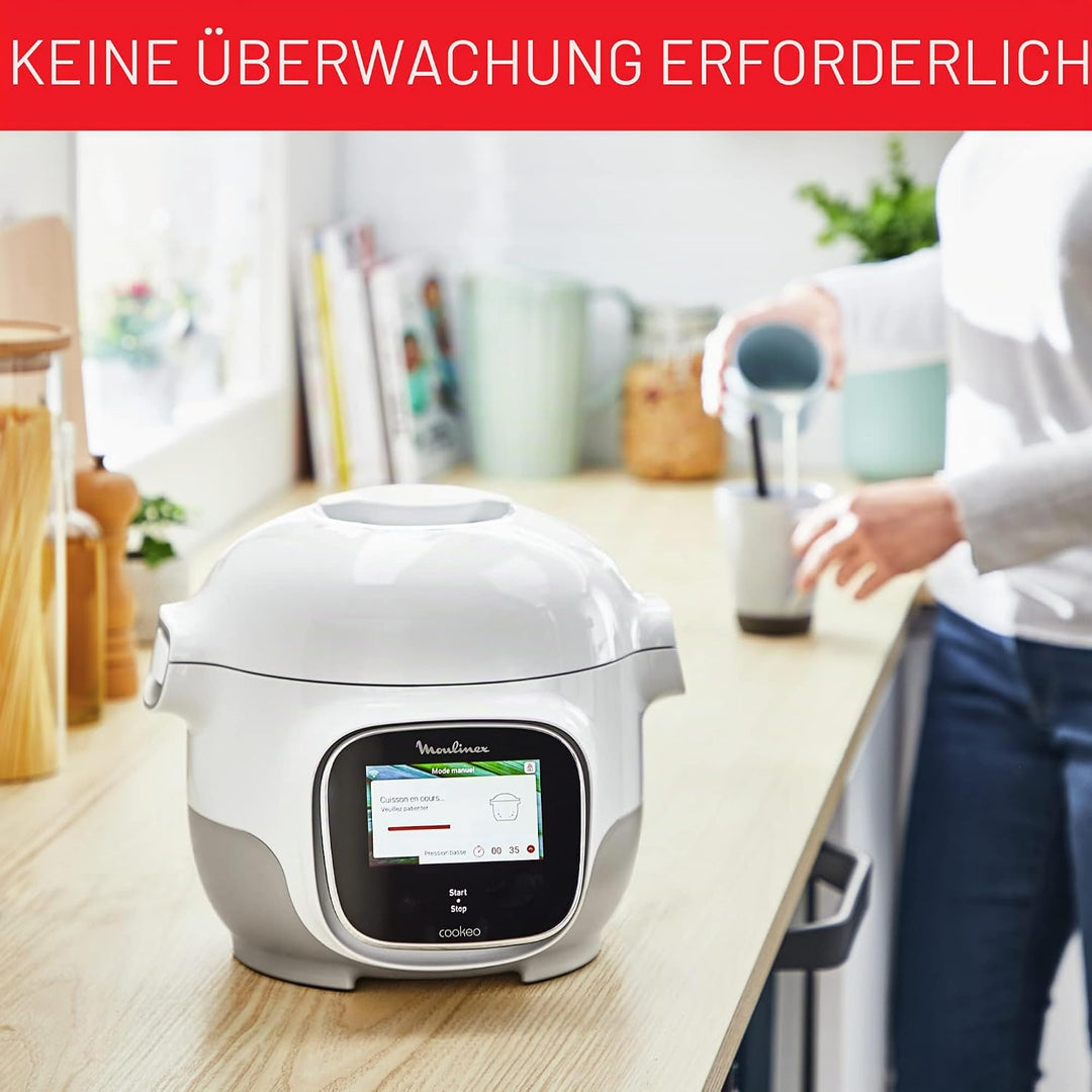 Moulinex Cookeo Touch Mini WiFi Multicooker, 2 l, ideal für 2 Personen, Hochdruckkocher, Konnektivit