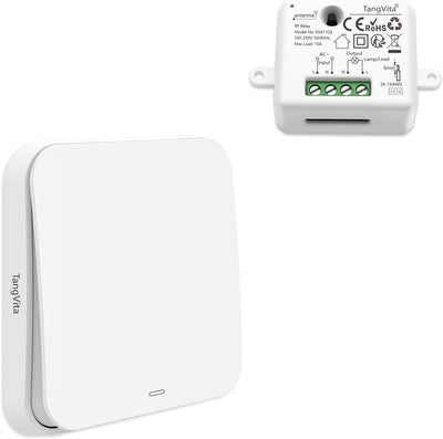 TangVita Funkschalter SET KS4 Drahtlos Kinetischer Batterieloser Schalter mit Empfänger, KS4