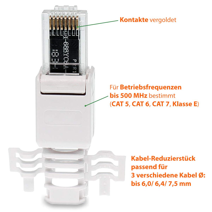 16 Stück Netzwerkstecker werkzeuglos CAT6A RJ45 LAN UTP Kabel Stecker ohne Werkzeug werkzeugfrei CAT