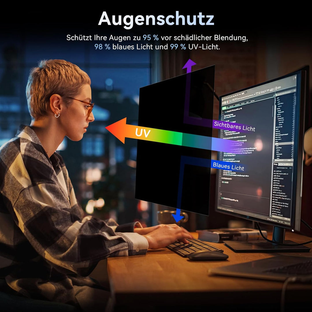 Computer Monitor Sichtschutz 27 Zoll Seitenverhältnis 16:9, Anti Blaulicht Blendschutz Displayschutz