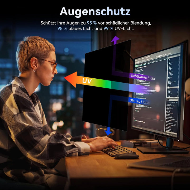Computer Monitor Sichtschutz 27 Zoll Seitenverhältnis 16:9, Anti Blaulicht Blendschutz Displayschutz