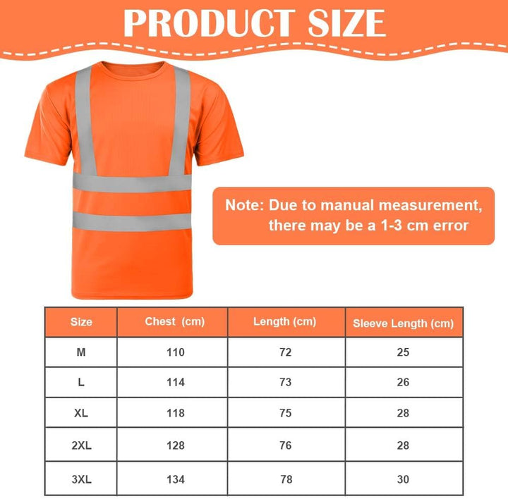 AUYAO Profi Warnschutz T-Shirt Warnkleidung Leicht Kurzarmshirt Kurzarm Hohe Sichtbarkeit Arbeitsshi