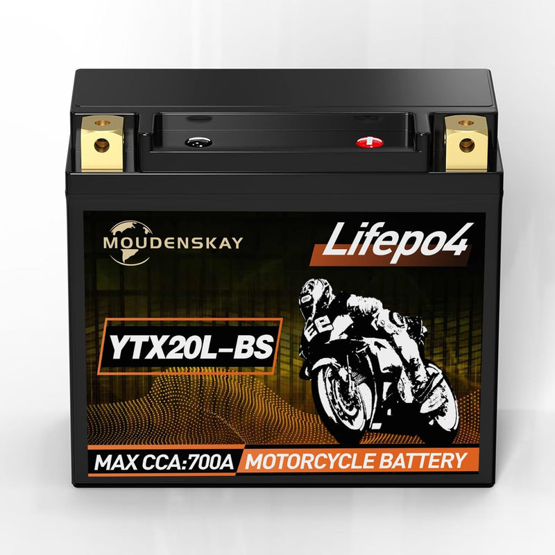 MOUDENSKAY Lithium Motorrad Batterie 12V Lithium Powersports Batterie mit BMS (YTX20L-BS 12.8V 8Ah 7