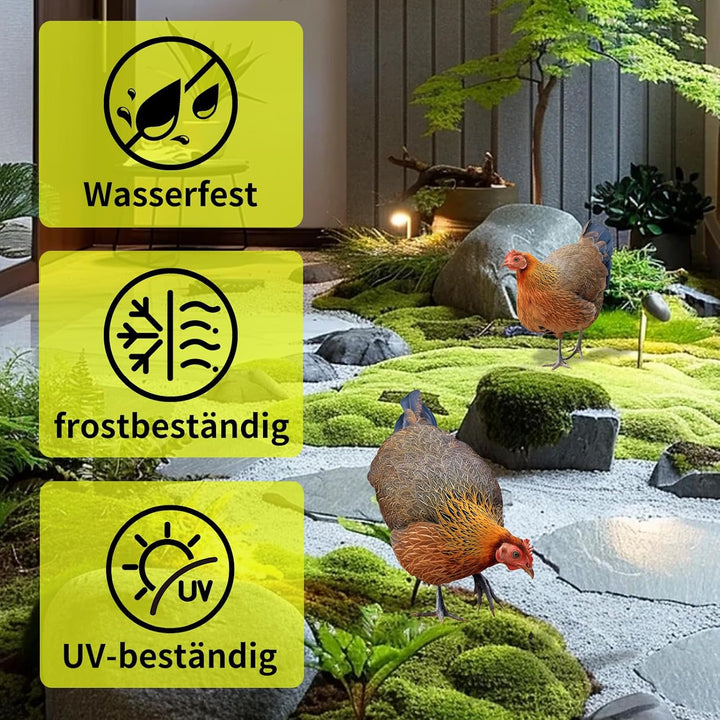 2er Set Metall Henne Gartenstecker, Gartendeko Metall Hühner Figuren für draussen, wetterfeste Handa