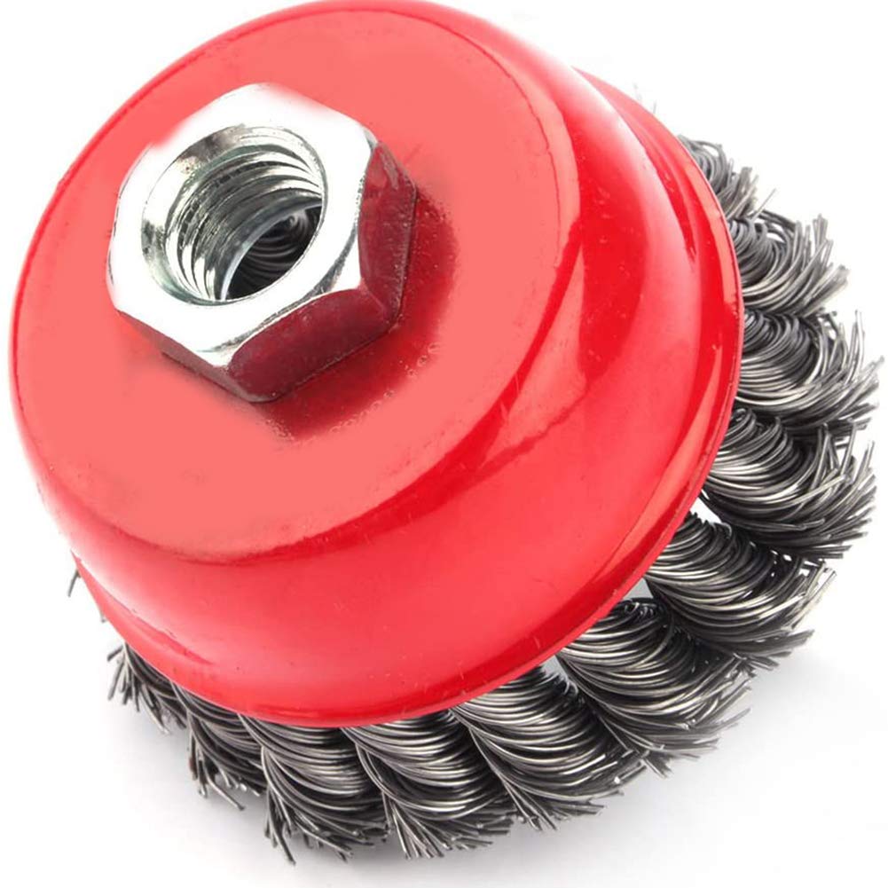 Ejoyous 4pcs Topfbürste, M14 Ø75 mm Winkelschleifer Drahtbürste Scheibenbürste Schleifbürsten Kegelb