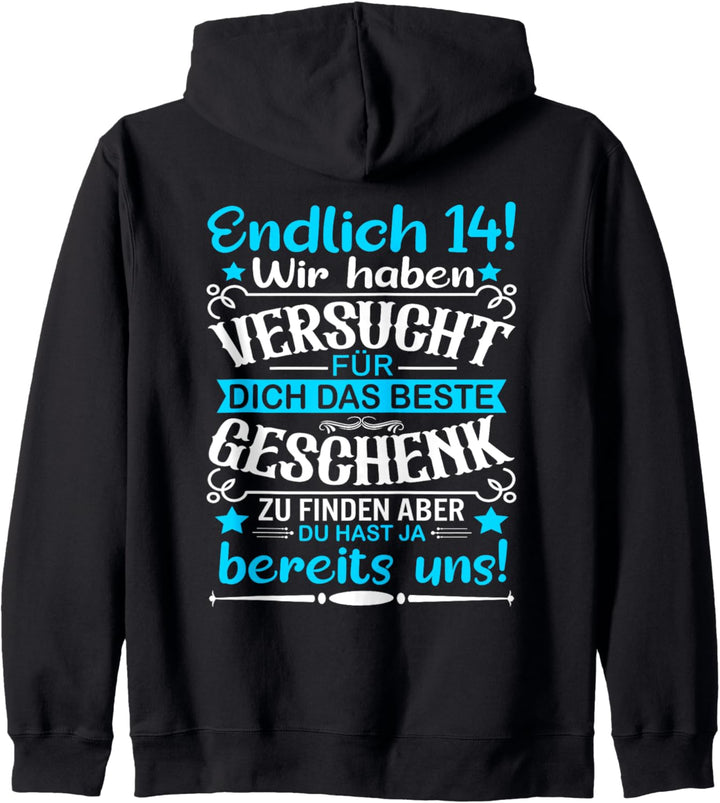 14. Geburtstag Junge Mädchen Endlich 14 Jahre Teenager Kapuzenjacke