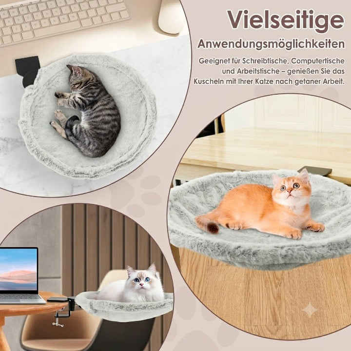 Katzenbett für Schreibtisch, Starke Bequem Katzen-Schreibtischbett bis 20kg, Weiches Katzenliege Sch