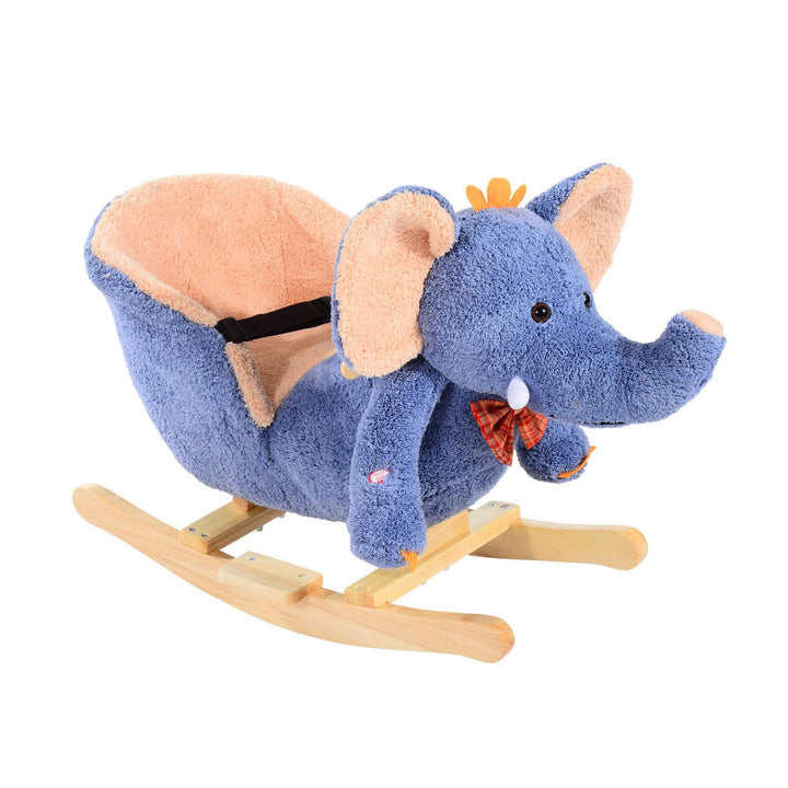 HOMCOM Schaukelpferd aus Holz Elefant für Kinder 60 x 33 x 45 cm Blau Elefant, Blau Elefant
