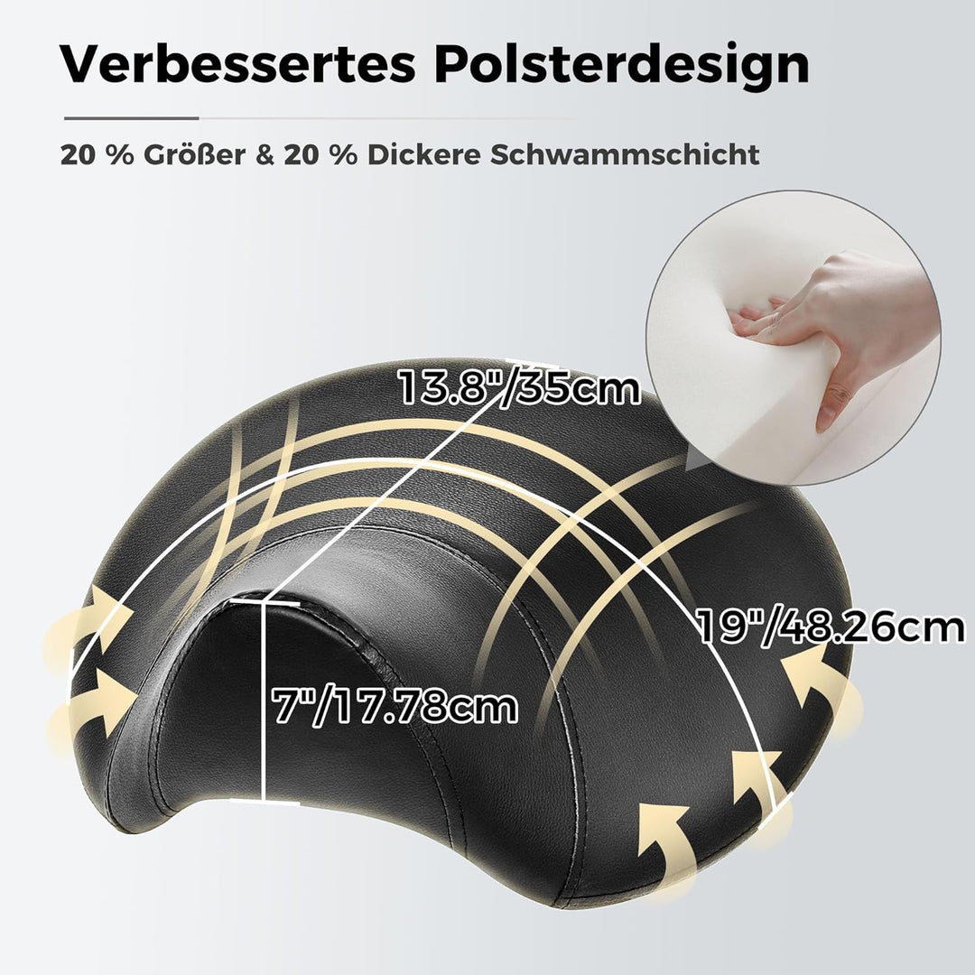 BEWISHOME Sattelhocker mit Rollen,Schwenkbarer,Verstellbarer Rollhocker, strapazierfähiges PU-Leder