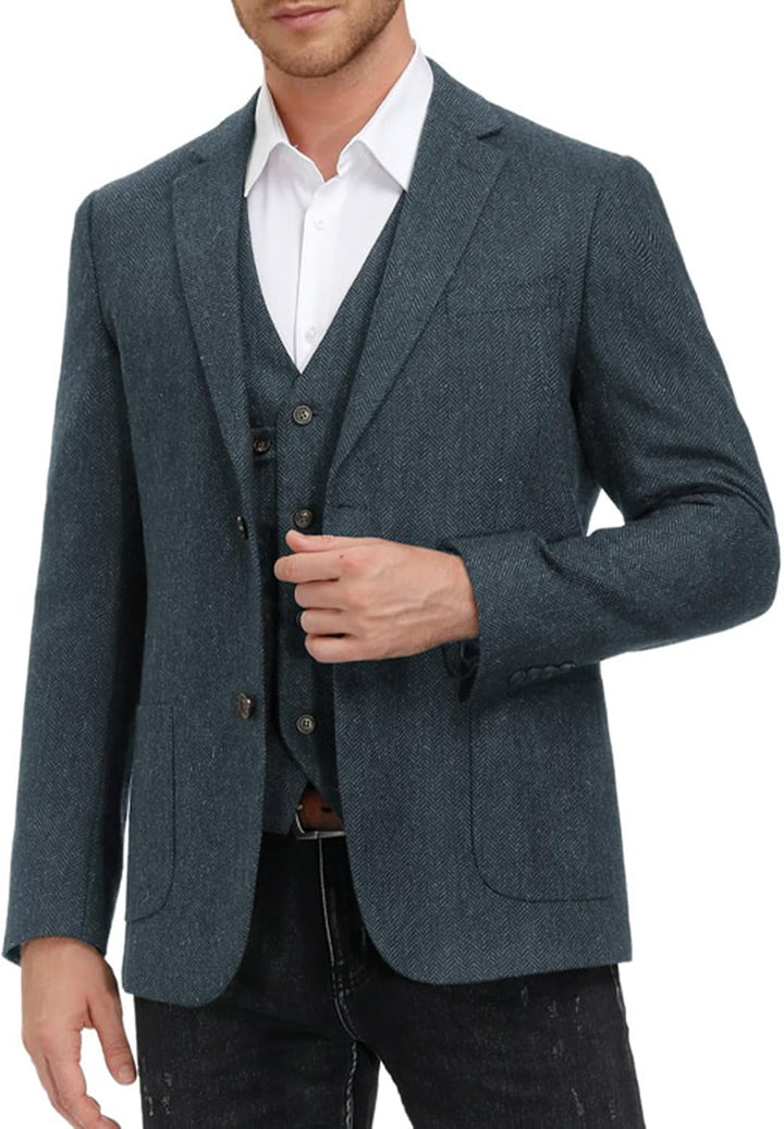 PJ PAUL JONES Sakko Herren Harris Tweed British Blazer 2 Knöpfe Vintage Anzugsjacke Business Jackett