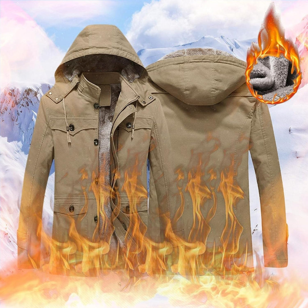 Zhiyao Fleece Cardigan Zip Jacke Herren Winterjacke Lässiger Stehkragen Warm Plus Samt Dicker Mantel