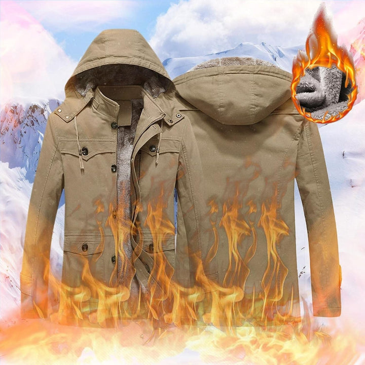 Zhiyao Fleece Cardigan Zip Jacke Herren Winterjacke Lässiger Stehkragen Warm Plus Samt Dicker Mantel