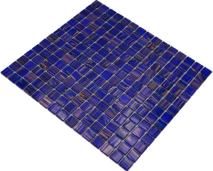 Mosaikfliese Glasmosaik Dunkelblau Ultramarinblau Kupfer changierend Küchenrückwand Duschwand | 10 M