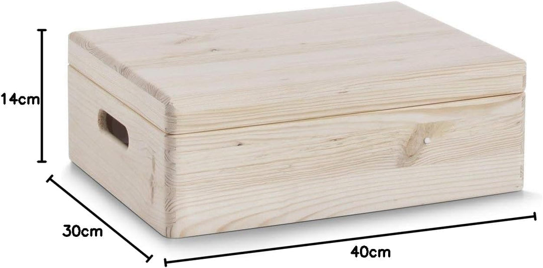 Zeller 13326 Kiste, Holz, Natur, Beige 40 x 30 x 14 cm, 40 x 30 x 14 cm
