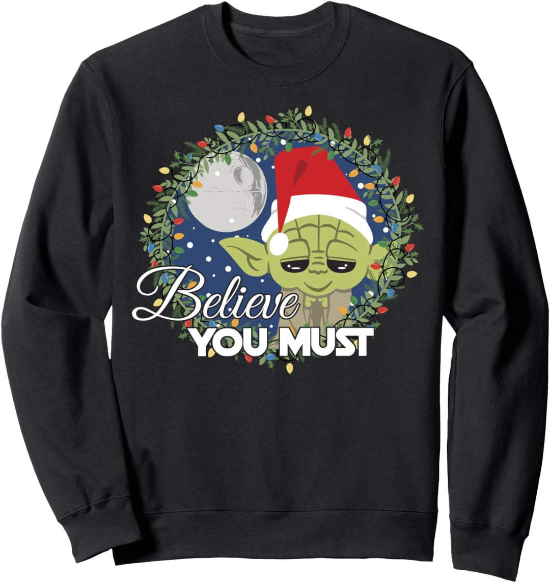 Star Wars Yoda You Must Believe Holiday Wreath Sweatshirt