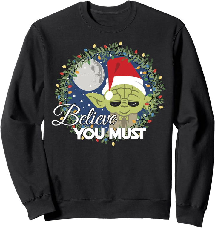 Star Wars Yoda You Must Believe Holiday Wreath Sweatshirt