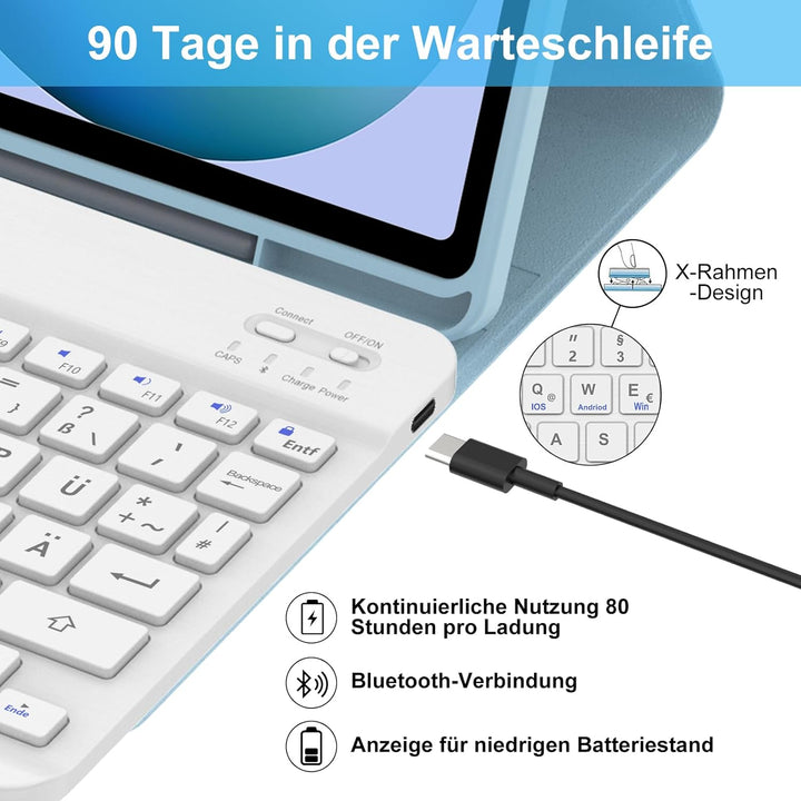 IVEOPPE Tastatur für Samsung Galaxy Tab S6 Lite 2024, Hülle mit Tastatur Galaxy Tab S6, Bluetooth Ma