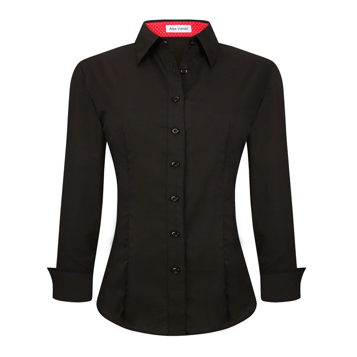 Alex Vando Bluse Damen Langarm Hemd Damen Stretch – Business Button Down Shirts, Bügelfrei Arbeitshe