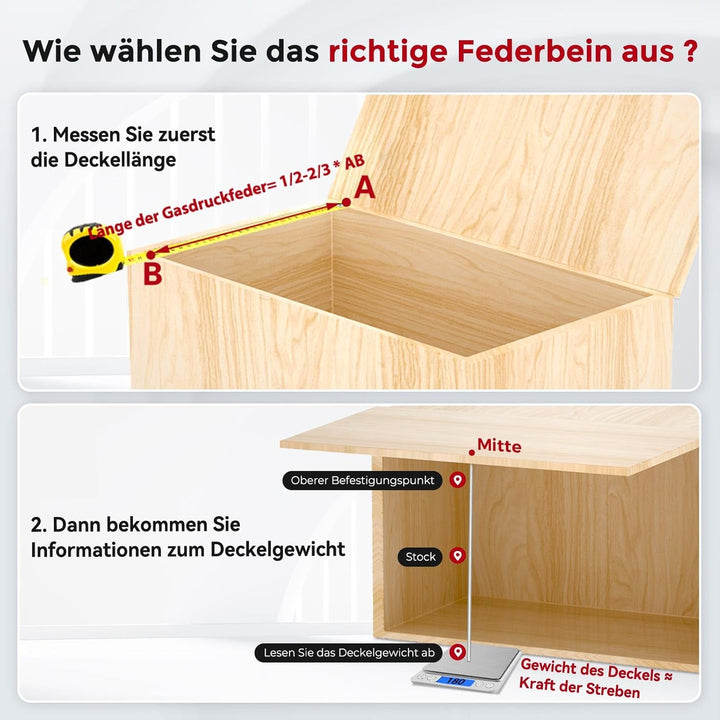 Vepagoo 550mm 200N Gasdruckdämpfer Gasdruckfeder, 20kg Gasfeder für Bettkasten, Türen, Bodenluken, S