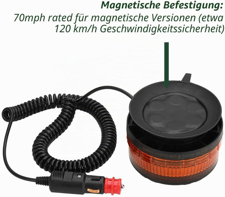 D-TECH 12/24V LED Warnlicht Stroboskoplicht Blinklichter Frontblitzer Rundumleuchte Amber Notlicht-L