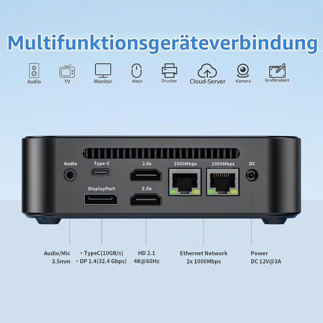 DreamQuest Mini PC Windows 11 Pro Vorgefertigte Barebone ohne DDR4 RAM/PCIe 3.0 SSD mit Intel N150 (