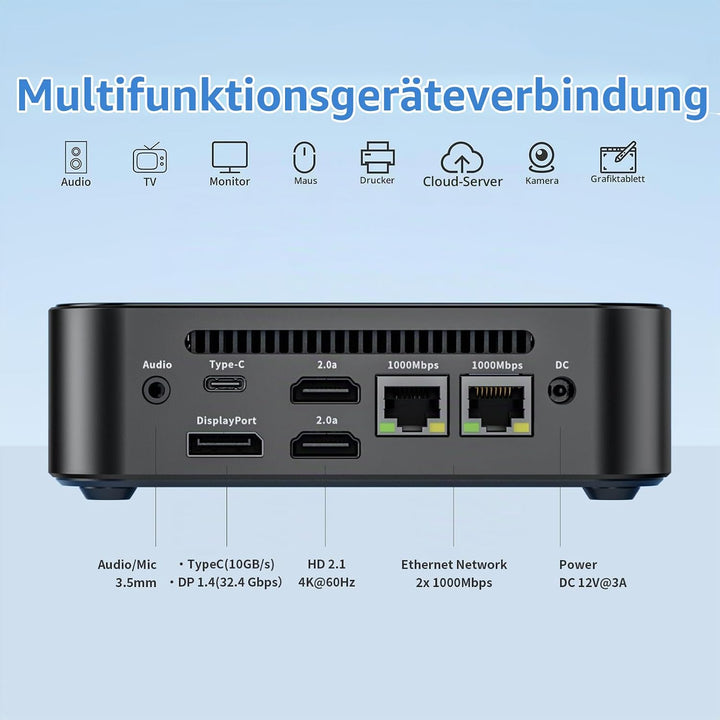 DreamQuest Mini PC Windows 11 Pro Vorgefertigte Barebone ohne DDR4 RAM/PCIe 3.0 SSD mit Intel N150 (