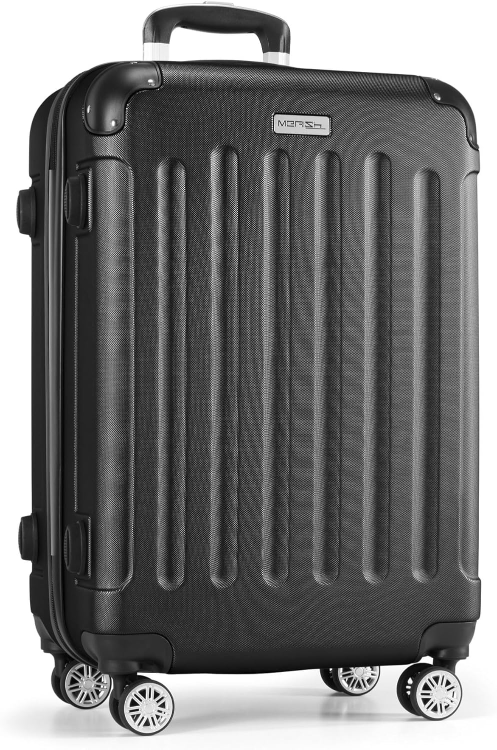 MERISH Reisekoffer Koffer Kofferset Trolleys Zwillingsrollen 3tlg. Hartschale in 9 Farben (Black, Se