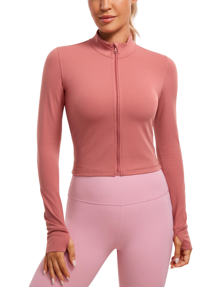 CRZ YOGA Damen Butterluxe Voller Reissverschluss Cropped Jacke Sport Pullover Slim Fit Gym Running J