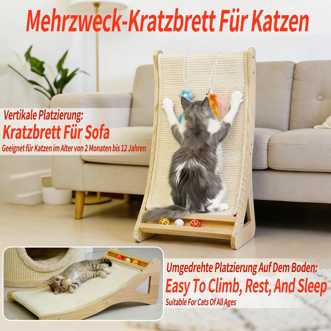 Katzen Kratzbrett Dual-Use Kratzpappe für Katzen Gross 63cm Gebogen Kratzmöbel Katze 100% Natürliche